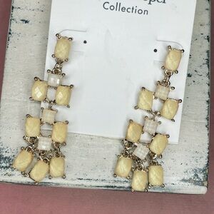 329. NWOT Yellow Resin Chandelier Earrings